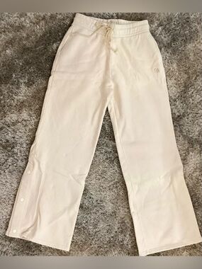 Oat Wide-Leg Sweatpants with Snap Hem 🫶🏼 initials, “PA” (Parallel Apparel)